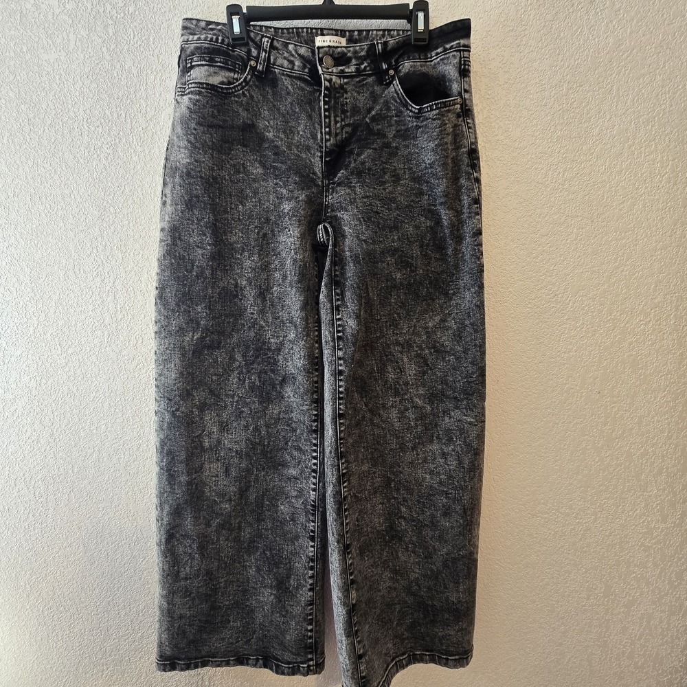 Fire & Rain Black Acid Wash Wide Leg Jeans Size 17 High Rise Y2K Vintage